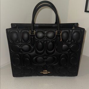 Coach Black Embossed Maggie Tote Bag